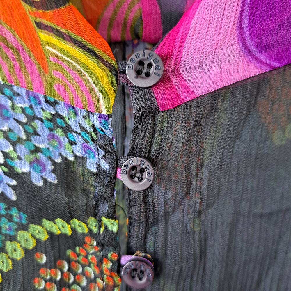 Desigual Sheer Multi Color Print Long Sleeve Tuni… - image 6